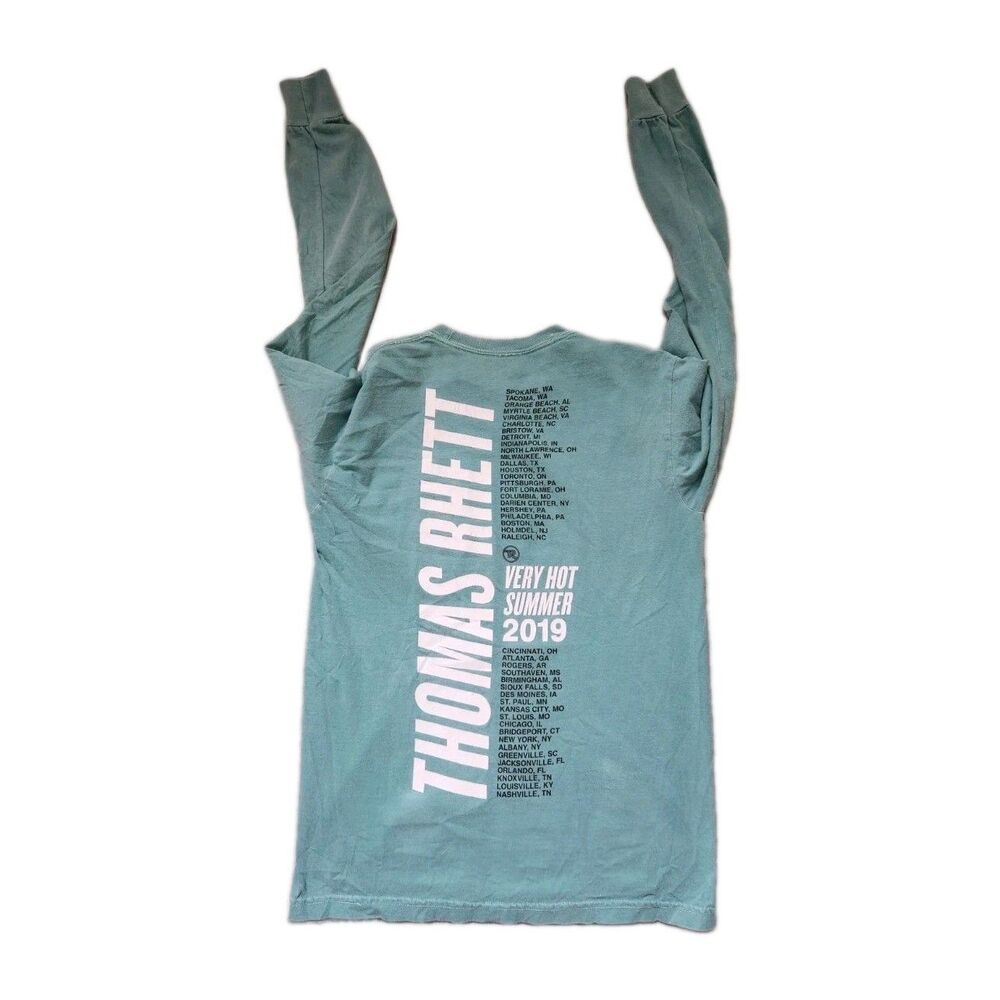 Thomas Rhett VHS TR-19 Tour Shirt Unisex S Blue Long Sleeve Graphic Tee GUC